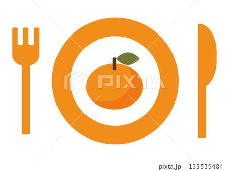 皿に盛ったみかんのフラットイラスト 135539484