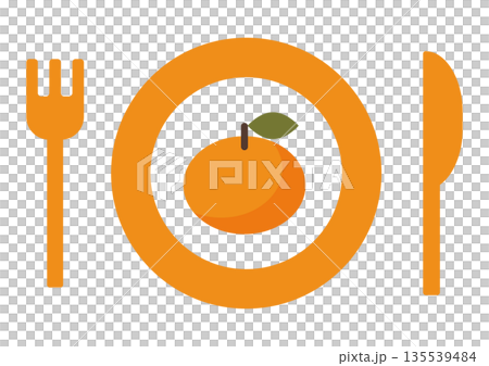 盤子上橘子的平面插圖 135539484