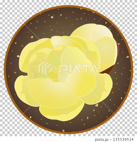 円形背景のついた蠟梅のイラスト 135539514