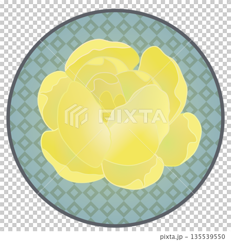 円形背景のついた蠟梅のイラスト 135539550