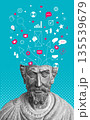 Set of icons for digital marketing strategy. Branding, website development, advertising, social media marketing, content management. Concept of social media marketing development. AD poster 135539679