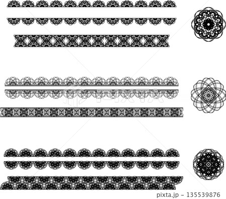 黒の繊細な円形レース模様 装飾デザイン素材|レース、円、装飾、模様、黒 黒の繊細な円形レース模様 装飾デザイン素材|レース、円、装飾、模様、黒 135539876