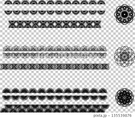 黒の繊細な円形レース模様 装飾デザイン素材|レース、円、装飾、模様、黒 黒の繊細な円形レース模様 装飾デザイン素材|レース、円、装飾、模様、黒 135539876