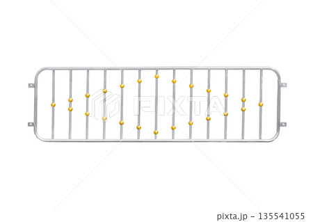 Stainless steel fence with golden ball isolated on white background Stainless steel fence with golden ball isolated on white background 135541055
