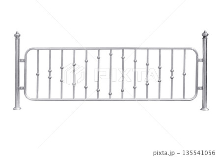 Stainless steel fence isolated on white background Stainless steel fence isolated on white background 135541056