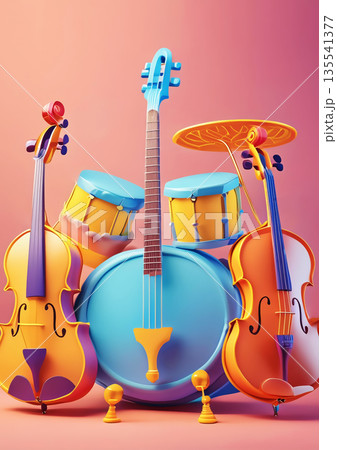 カラフルなおもちゃのギター 135541377