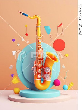 サックス、バンド、クールなイメージ 135542797