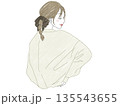 後ろ姿で腰に手を当てる女性 後ろ姿で腰に手を当てる女性 135543655