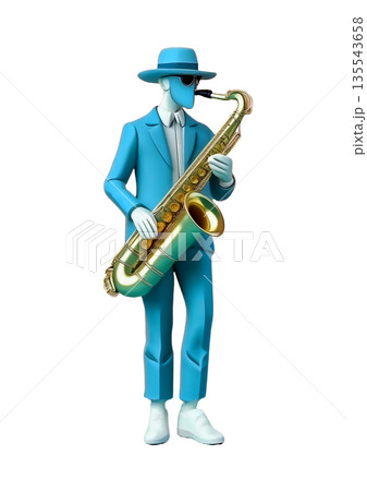 3dレンダリングのサックスを吹く男性 135543658