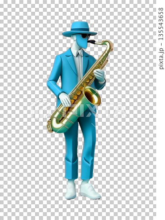 3dレンダリングのサックスを吹く男性 135543658