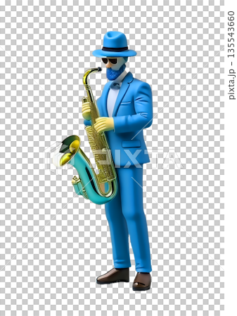 3D rendering of a man playing the saxophone 135543660