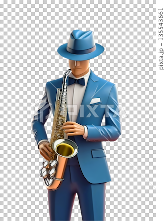 3dレンダリングのサックスを吹く男性 135543661