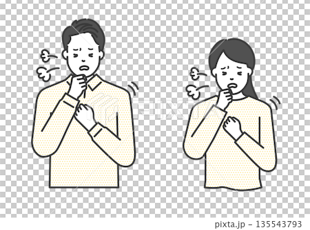 咳嗽的男女插圖向量素材 咳嗽的男女插圖向量素材 135543793