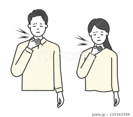 喉が痛い男女のイラストベクター素材 135543794