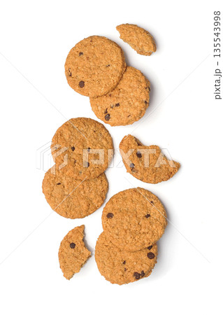 Traditional cookies top view on white backgrounds Traditional cookies top view on white backgrounds 135543998
