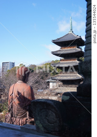 八事山興正寺　赤い大仏と五重塔 135544024