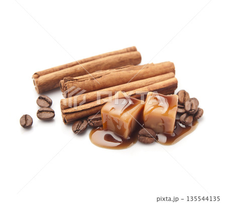 Cinnamon with coffee bean with caramel topping Cinnamon with coffee bean with caramel topping 135544135
