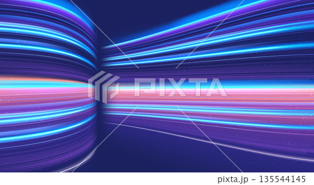 Abstract curved neon light lines background with data flow effect Abstract curved neon light lines background with data flow effect 135544145