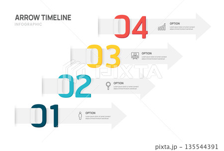 arrow timeline infographic template with 4 steps. Business process and workflow strategy concept. arrow timeline infographic template with 4 steps. Business process and workflow strategy concept. 135544391