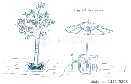 屋外のカフェのイラスト 屋外のカフェのイラスト 135545208