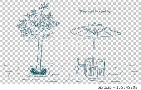 屋外のカフェのイラスト 屋外のカフェのイラスト 135545208