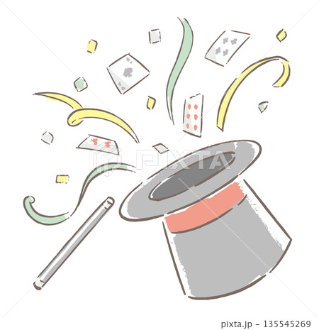 マジックハットのイラスト 主線あり 135545269