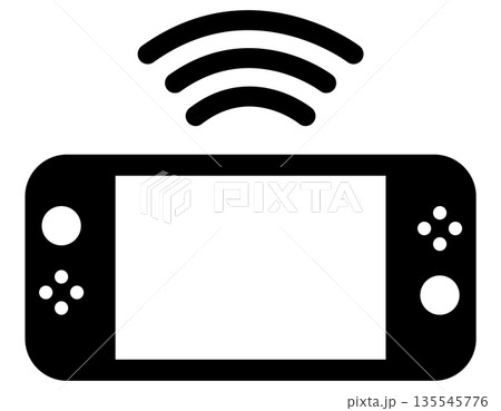 通信中のゲーム機のフラットアイコンイラスト 135545776