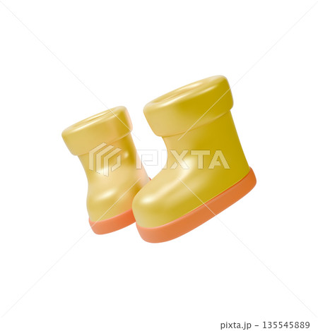 3d Colorful Rubber Boots Agricultural and Garden Concept Cartoon Design Style Isolated on a White Background. Vector illustration 3d Colorful Rubber Boots Agricultural and Garden Concept Cartoon Design Style Isolated on a White Background. Vector illustration 135545889
