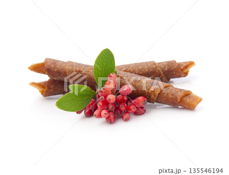 Tasty candied leather rolls and barberry berries Tasty candied leather rolls and barberry berries 135546194