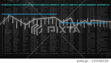 Displaying live line graph with blue segment on security terminal, with redacted data table Displaying live line graph with blue segment on security terminal, with redacted data table 135546330