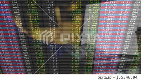 Business professional reviewing live financial market data in trading room, with digital display Business professional reviewing live financial market data in trading room, with digital display 135546394