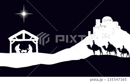 Christmas Nativity Scene Bethlehem Manger Wise Men 135547165