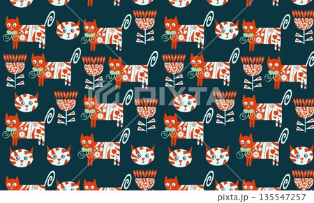 Cats seamless pattern. It is located  swatch menu 135547257