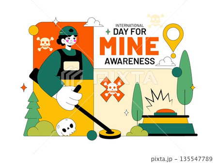International Day For Mine Awareness Vector Illustration Promoting Safety Education, Humanitarian Action, And Global Peace Campaign a Background 135547789