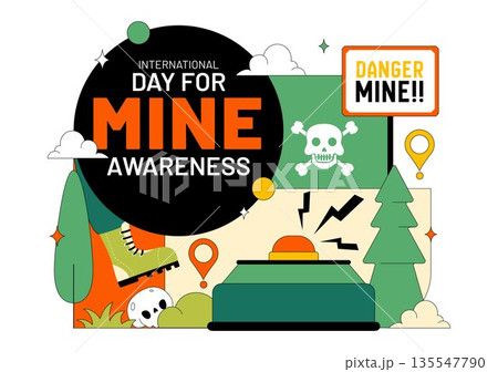 International Day For Mine Awareness Vector Illustration Promoting Safety Education, Humanitarian Action, And Global Peace Campaign a Background 135547790