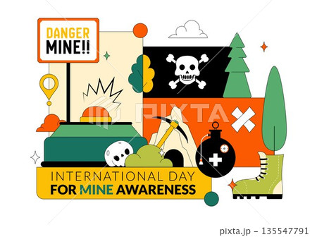 International Day For Mine Awareness Vector Illustration Promoting Safety Education, Humanitarian Action, And Global Peace Campaign a Background International Day For Mine Awareness Vector Illustration Promoting Safety Education, Humanitarian Action, And Global Peace Campaign a Background 135547791