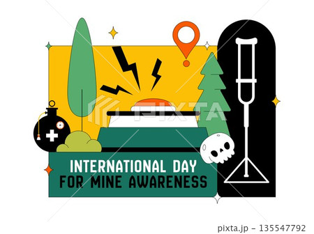 International Day For Mine Awareness Vector Illustration Promoting Safety Education, Humanitarian Action, And Global Peace Campaign a Background 135547792
