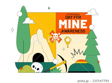 International Day For Mine Awareness Vector Illustration Promoting Safety Education, Humanitarian Action, And Global Peace Campaign a Background 135547793