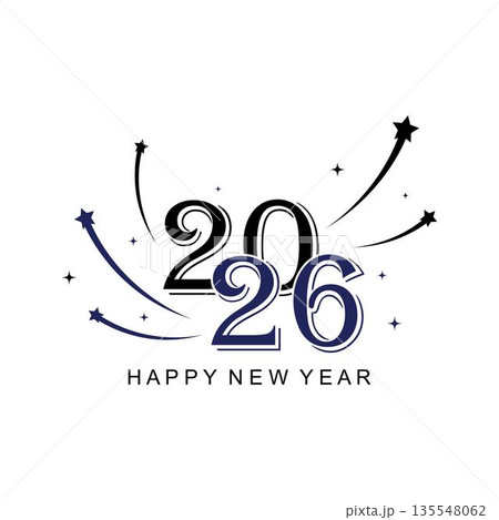 Happy New Year 2026 text effect firework star confetti Background 135548062