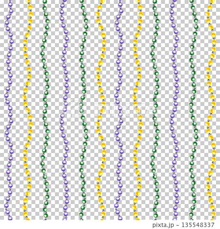 Green, purple and yellow bead vertical stripes watercolor seamless pattern on isolated background. Colored Mardi Gras festival pendants geometric ornate. Carnival decor. Green, purple and yellow bead vertical stripes watercolor seamless pattern on isolated background. Colored Mardi Gras festival pendants geometric ornate. Carnival decor. 135548337