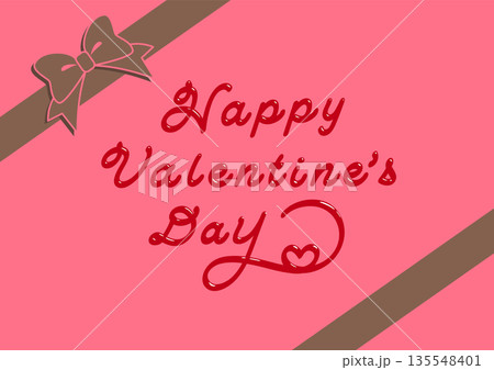 チョコペン風文字のバレンタイン用メッセージフレームベクターイラスト　A4横 135548401