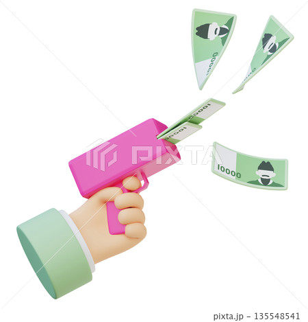 3D Hand Holding Money Gun Shooting 10,000 Won Korean Currency 3D Hand Holding Money Gun Shooting 10,000 Won Korean Currency 135548541