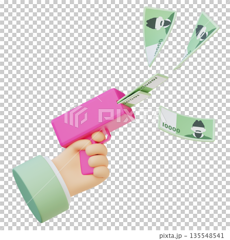 3D Hand Holding Money Gun Shooting 10,000 Won Korean Currency 3D Hand Holding Money Gun Shooting 10,000 Won Korean Currency 135548541