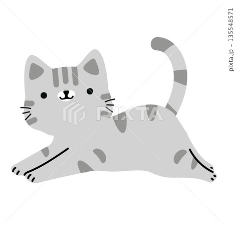 Flat design minimalist gray cat 135548571