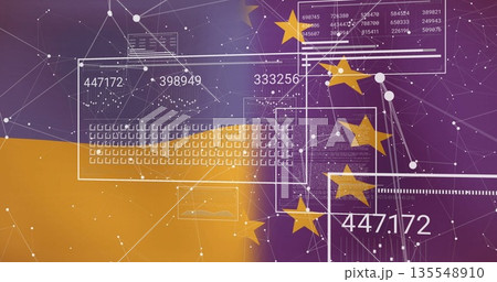 Displaying gold star icons on two-tone backdrop with wireframe panels, numeric readouts, copy space Displaying gold star icons on two-tone backdrop with wireframe panels, numeric readouts, copy space 135548910