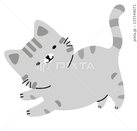 Cute Cartoon Cat Illustration Showing Playful Friendly Pet Character Cute Cartoon Cat Illustration Showing Playful Friendly Pet Character 135549071