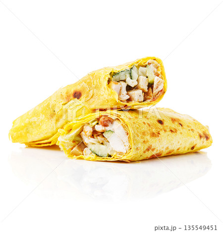 Kebab wraps prepared for street food lovers isolated on white 135549451