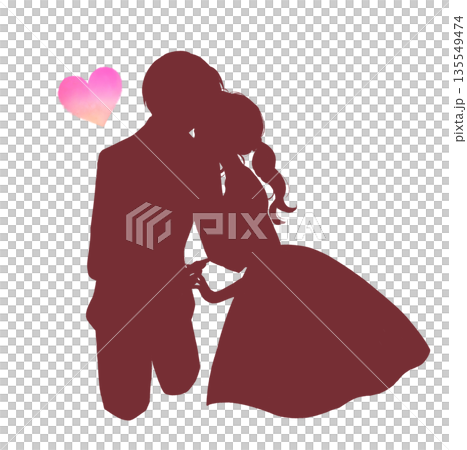 Bride and groom facing each other silhouette Bride and groom facing each other silhouette 135549474