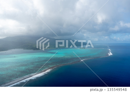Aerial view of Raiatea island in French Polynesia 135549548