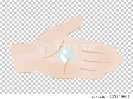 Illustration of a painted palm with liquid on it Illustration of a painted palm with liquid on it 135549661